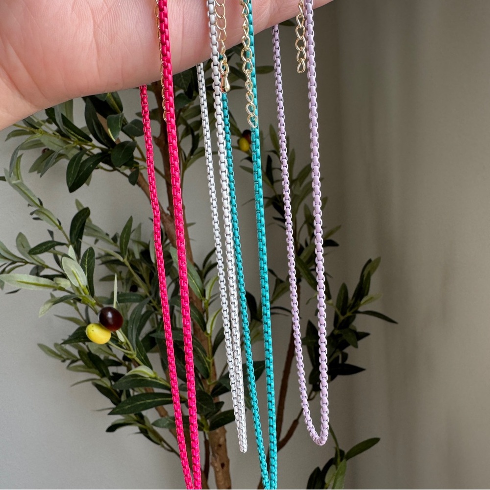 14k Plated Enameled Colorful Chain Necklaces - Picture 3 of 11